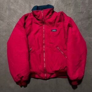Vintage 90s LL Bean Mens Warm Up Jacket Red Fleece Lined Medium Nylon Zip Up USA